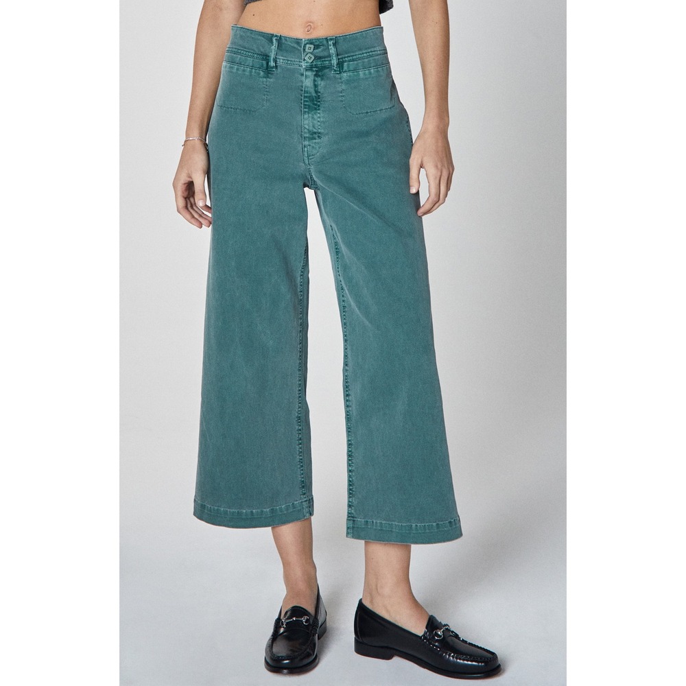 Unpublished Gemma Seawater Green Wide Leg Cropped Pants High Rise 26